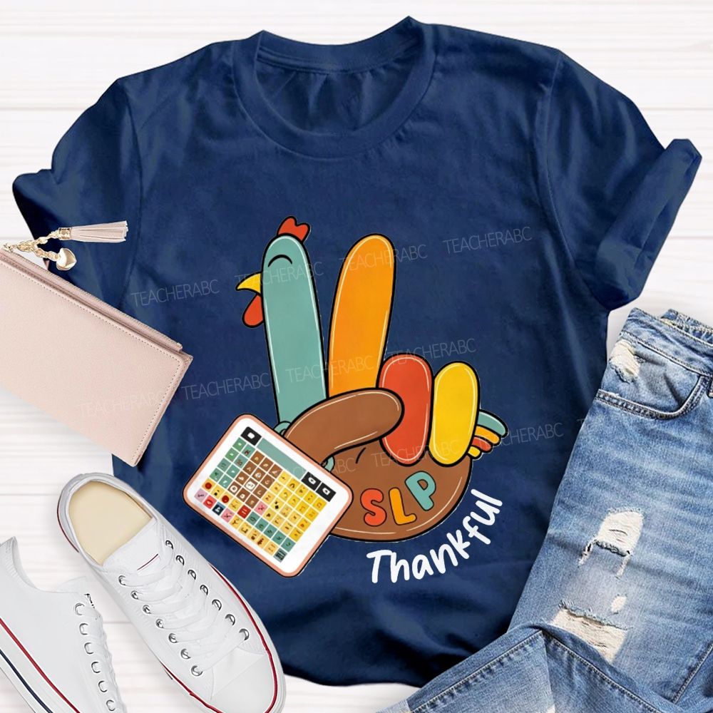 Slp Peace Turkey Speech Language Pathologist Thanksgiving Fall Teacher T-shirt