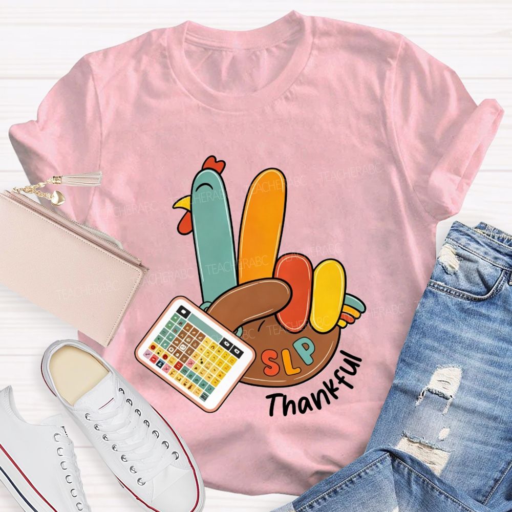 Slp Peace Turkey Speech Language Pathologist Thanksgiving Fall Teacher T-shirt