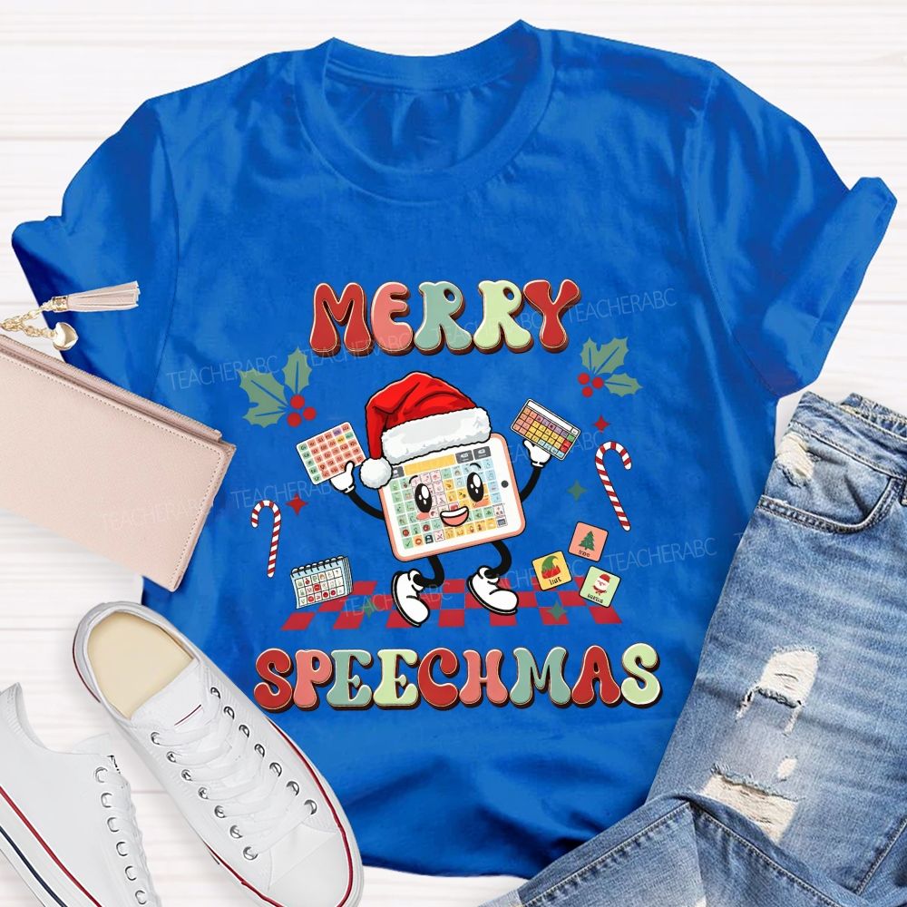 Merry Speechma Speech Christmas Speechma Teacher T-shirt