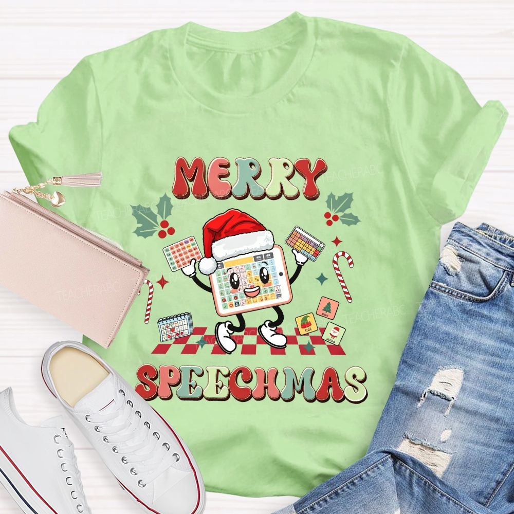 Merry Speechma Speech Christmas Speechma Teacher T-shirt