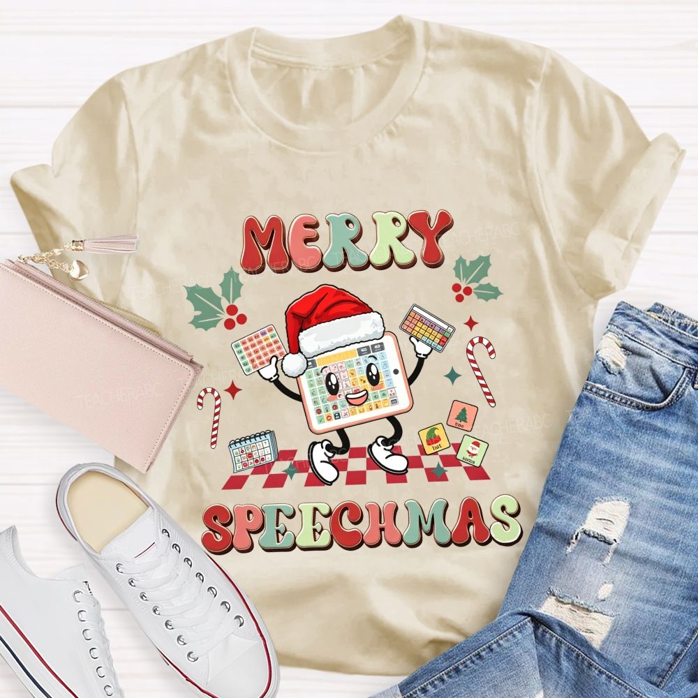 Merry Speechma Speech Christmas Speechma Teacher T-shirt