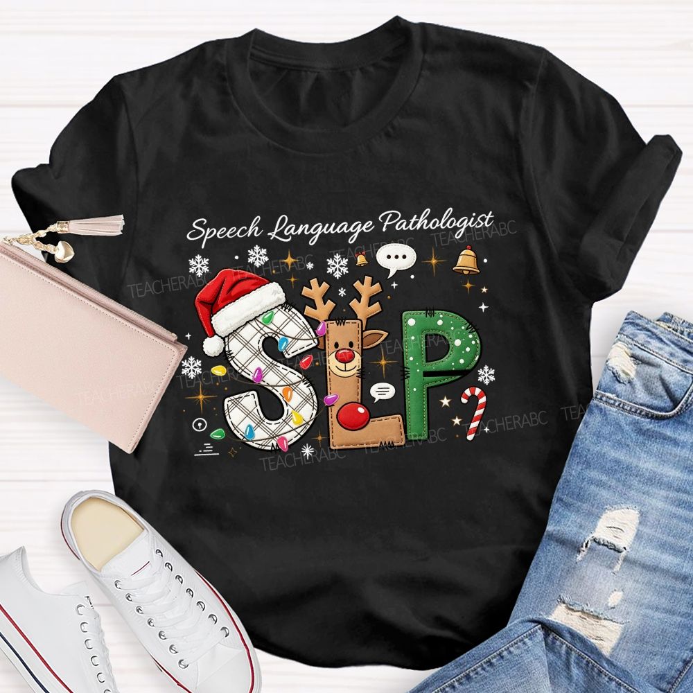 Speech Language Pathologist Christmas Slp Teacher T-shirt