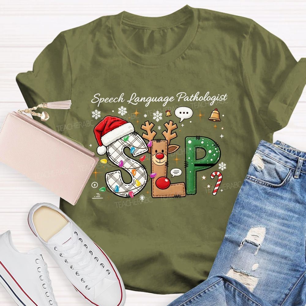 Speech Language Pathologist Christmas Slp Teacher T-shirt
