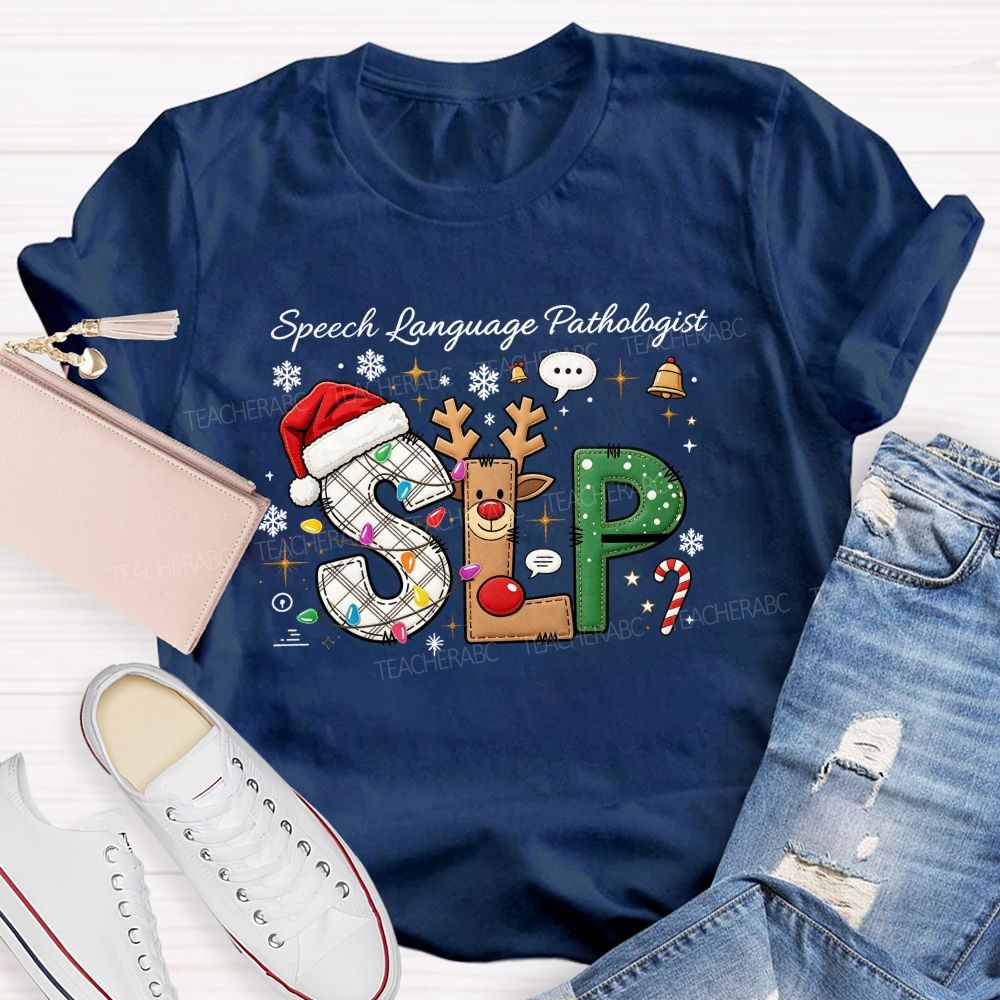 Speech Language Pathologist Christmas Slp Teacher T-shirt