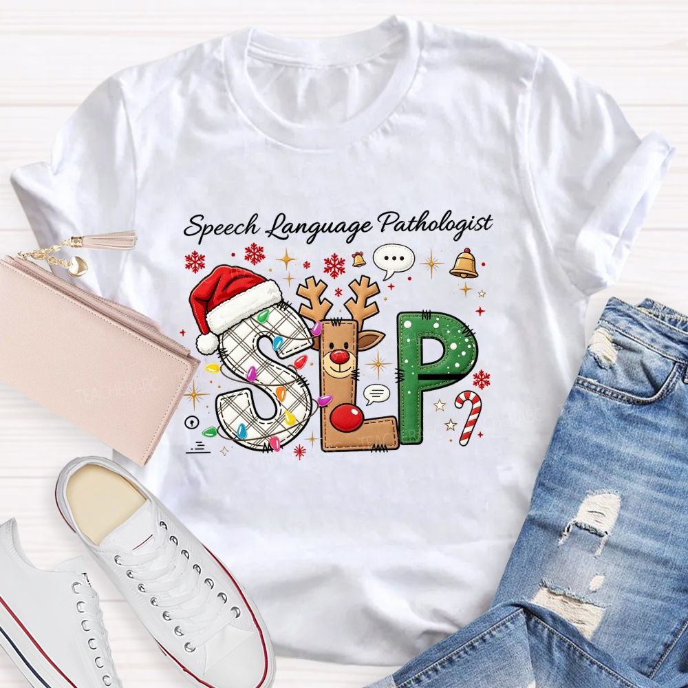 Speech Language Pathologist Christmas Slp Teacher T-shirt