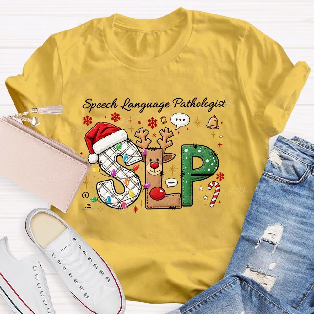 Speech Language Pathologist Christmas Slp Teacher T-shirt