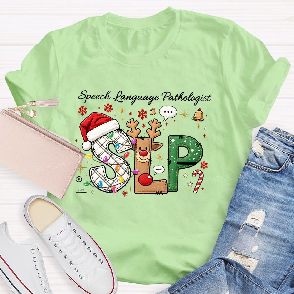 Speech Language Pathologist Christmas Slp Teacher T-shirt