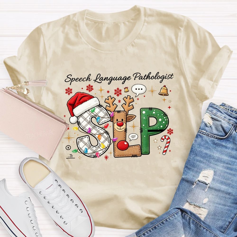 Speech Language Pathologist Christmas Slp Teacher T-shirt