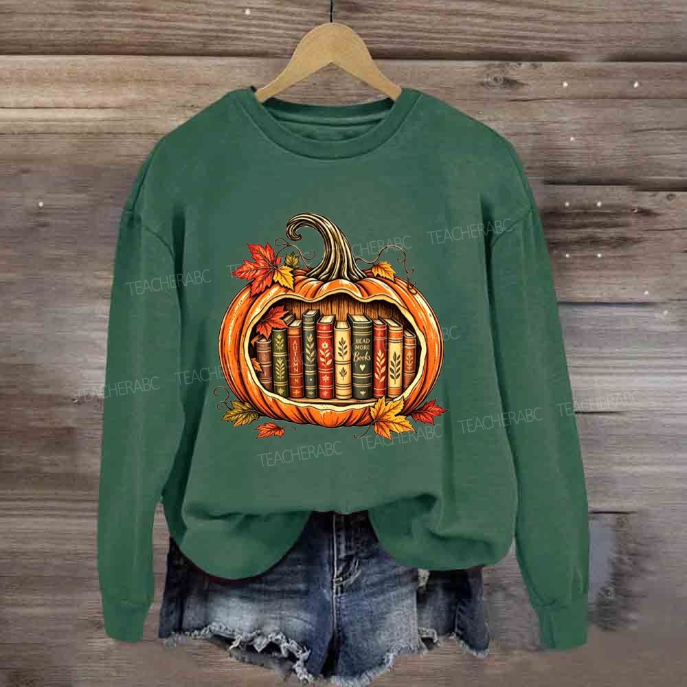 Fall Reading Pumpkin Books Inside My Fall Pumpkin Sweatshirt