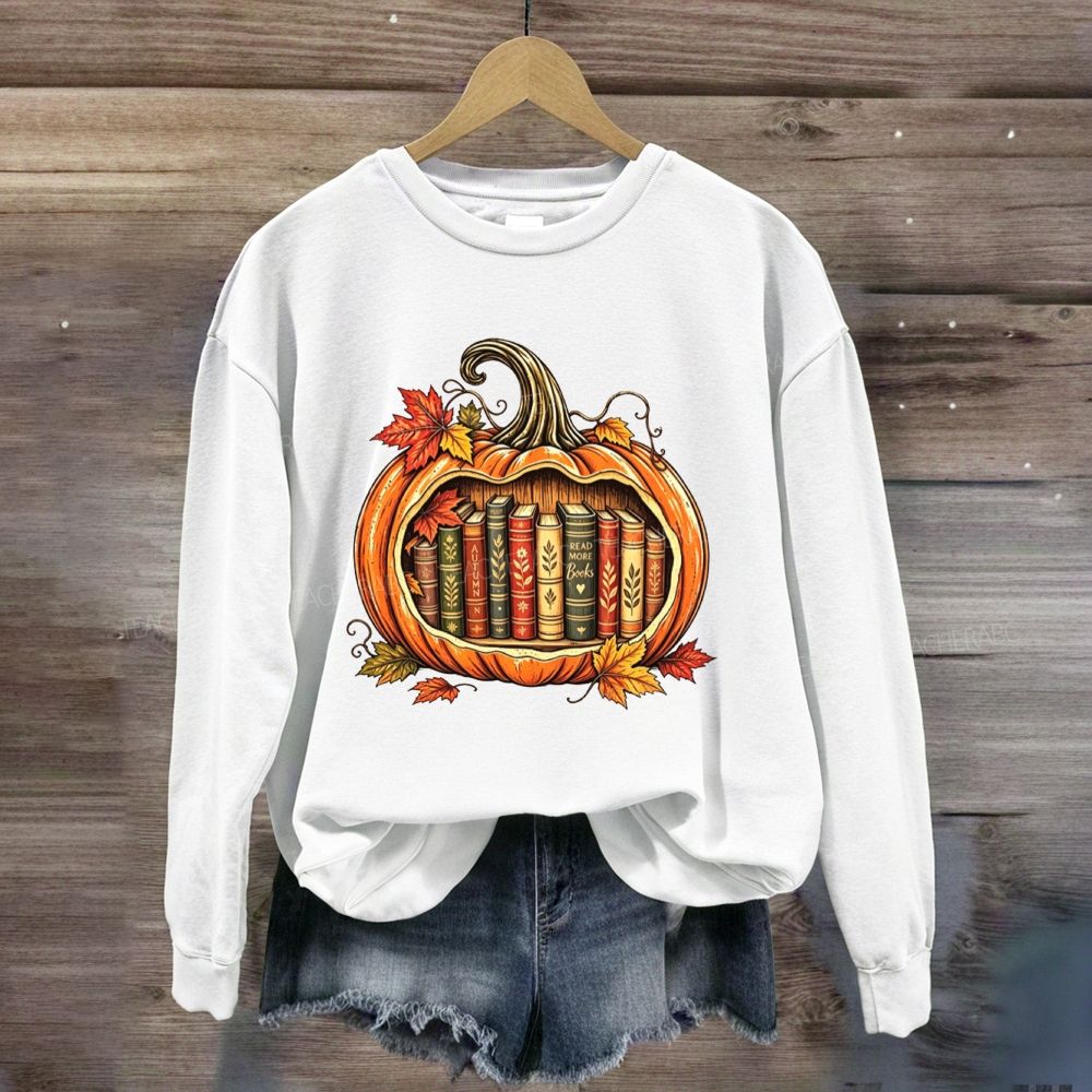 Fall Reading Pumpkin Books Inside My Fall Pumpkin Sweatshirt