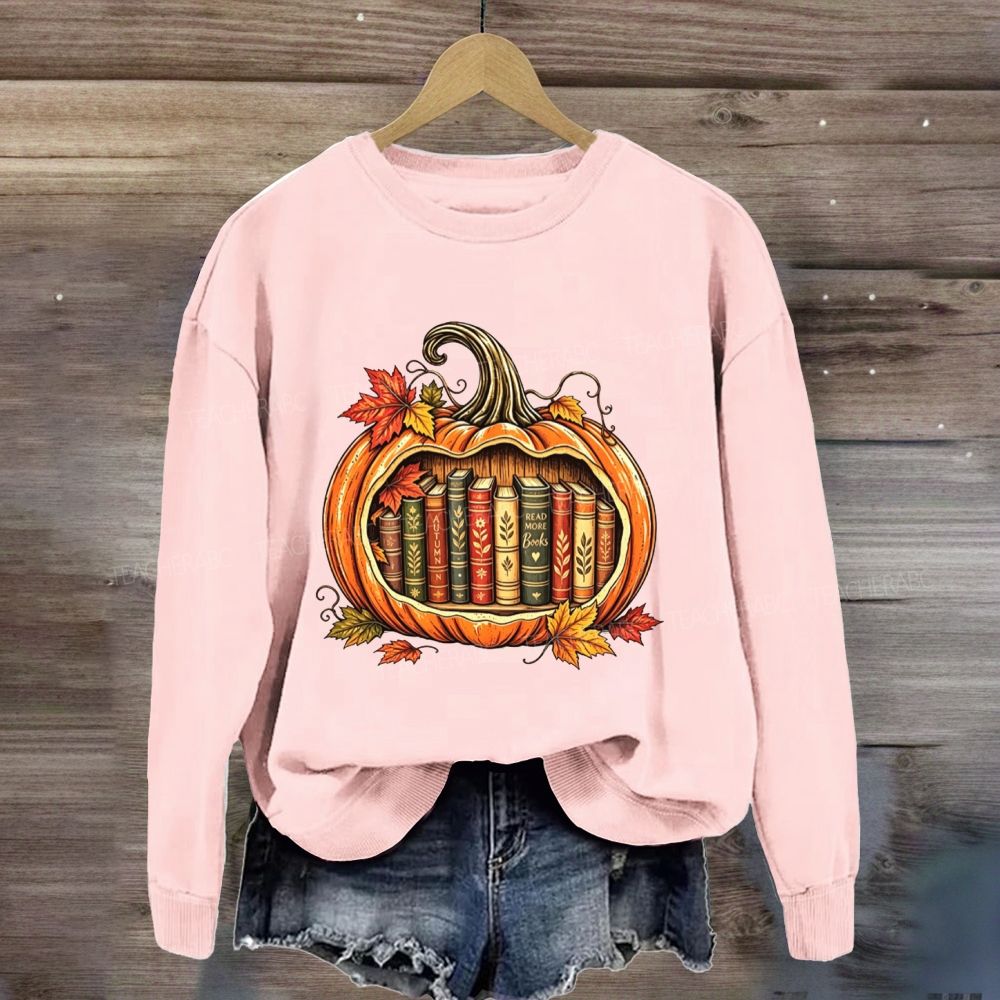 Fall Reading Pumpkin Books Inside My Fall Pumpkin Sweatshirt