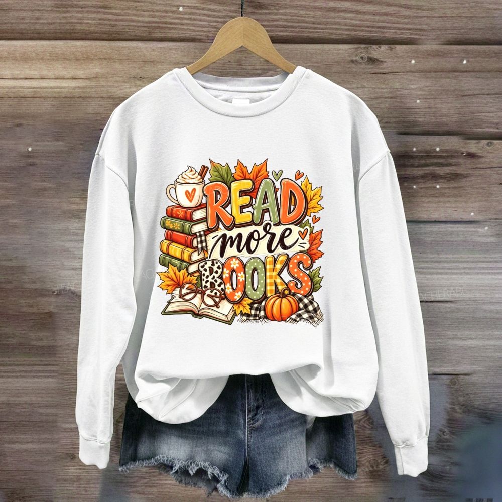 Read More Books Fall Cozy Autumn Book Lover Sweatshirt