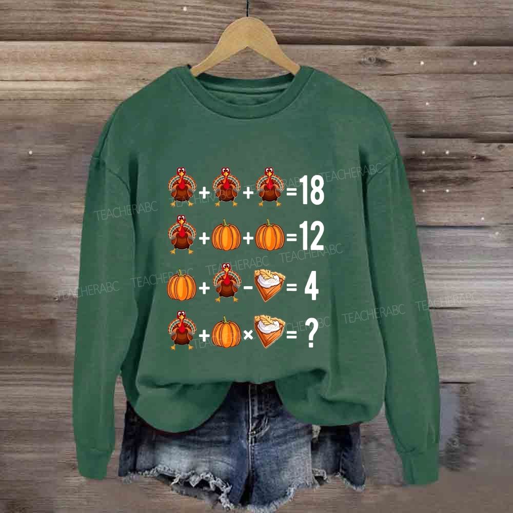 Thanksgiving Math Puzzle Turkey Pumpkin Sweatshirt