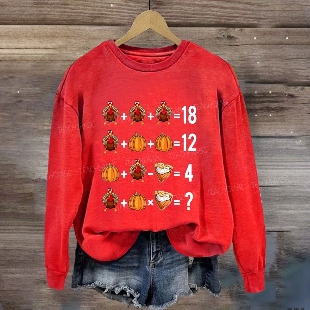 Thanksgiving Math Puzzle Turkey Pumpkin Sweatshirt