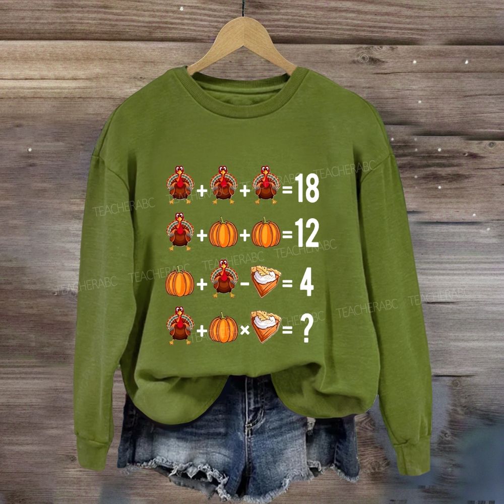 Thanksgiving Math Puzzle Turkey Pumpkin Sweatshirt