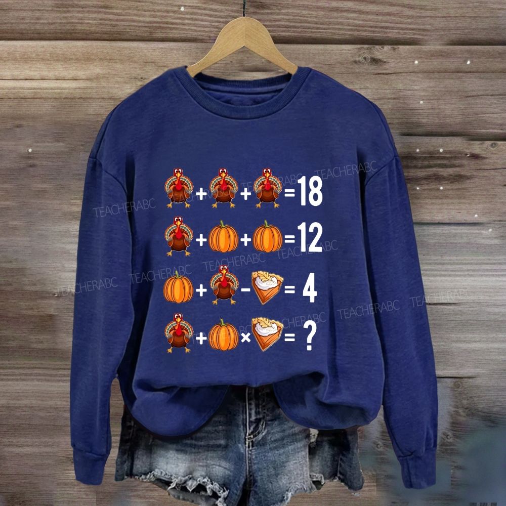 Thanksgiving Math Puzzle Turkey Pumpkin Sweatshirt