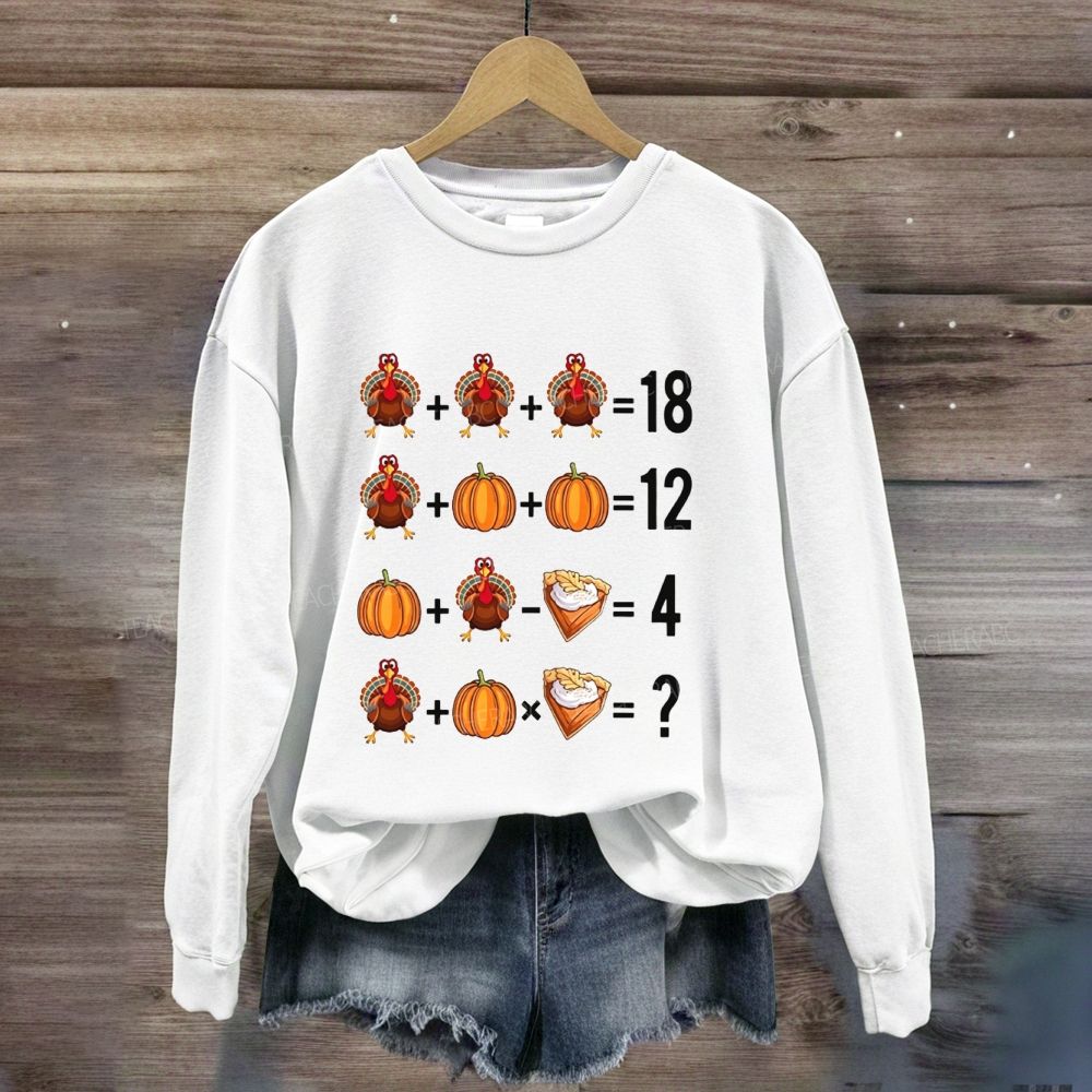 Thanksgiving Math Puzzle Turkey Pumpkin Sweatshirt