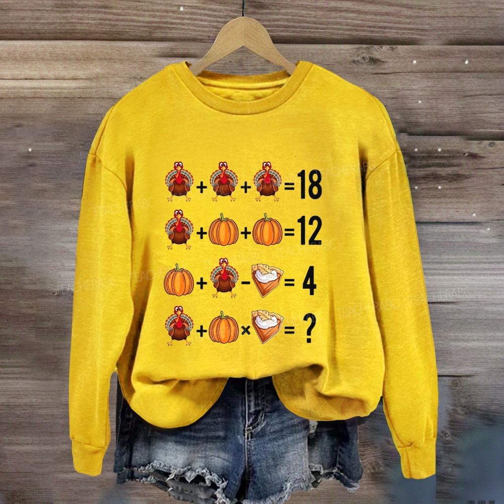 Thanksgiving Math Puzzle Turkey Pumpkin Sweatshirt