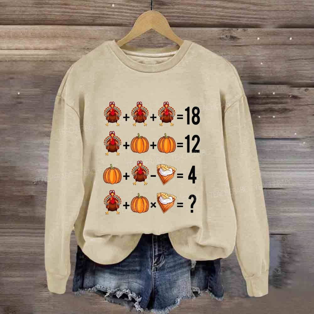 Thanksgiving Math Puzzle Turkey Pumpkin Sweatshirt