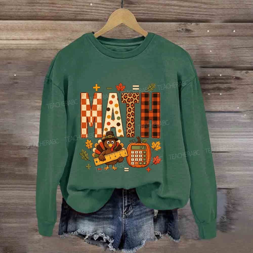 Thanksgiving Math Vibes Turkey Pumpkin Sweatshirt