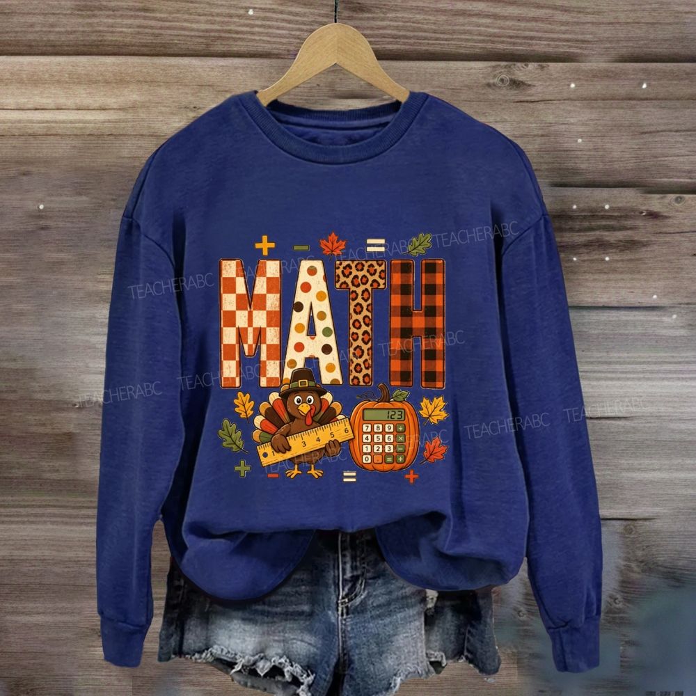 Thanksgiving Math Vibes Turkey Pumpkin Sweatshirt