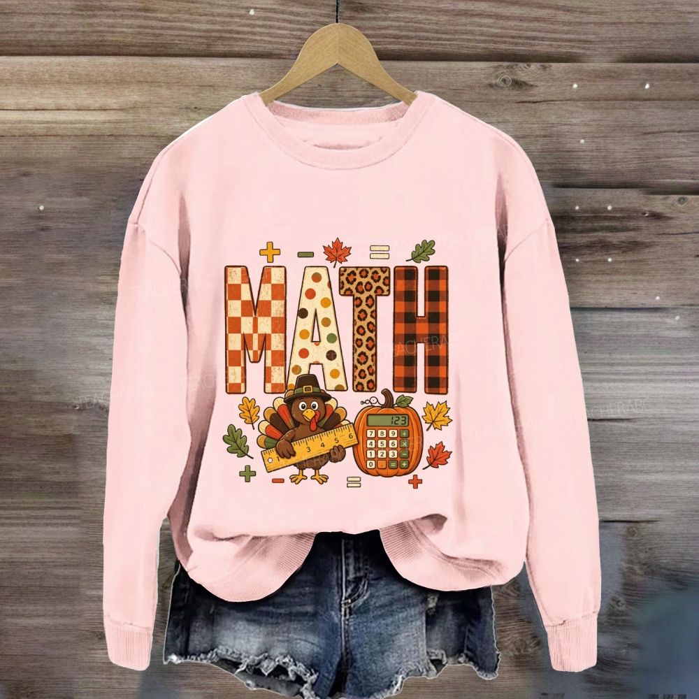 Thanksgiving Math Vibes Turkey Pumpkin Sweatshirt