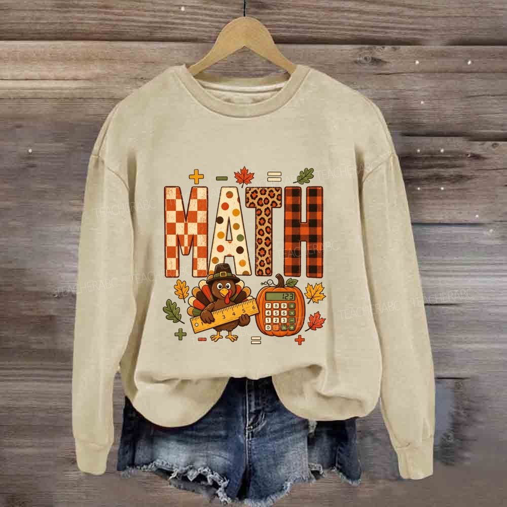 Thanksgiving Math Vibes Turkey Pumpkin Sweatshirt