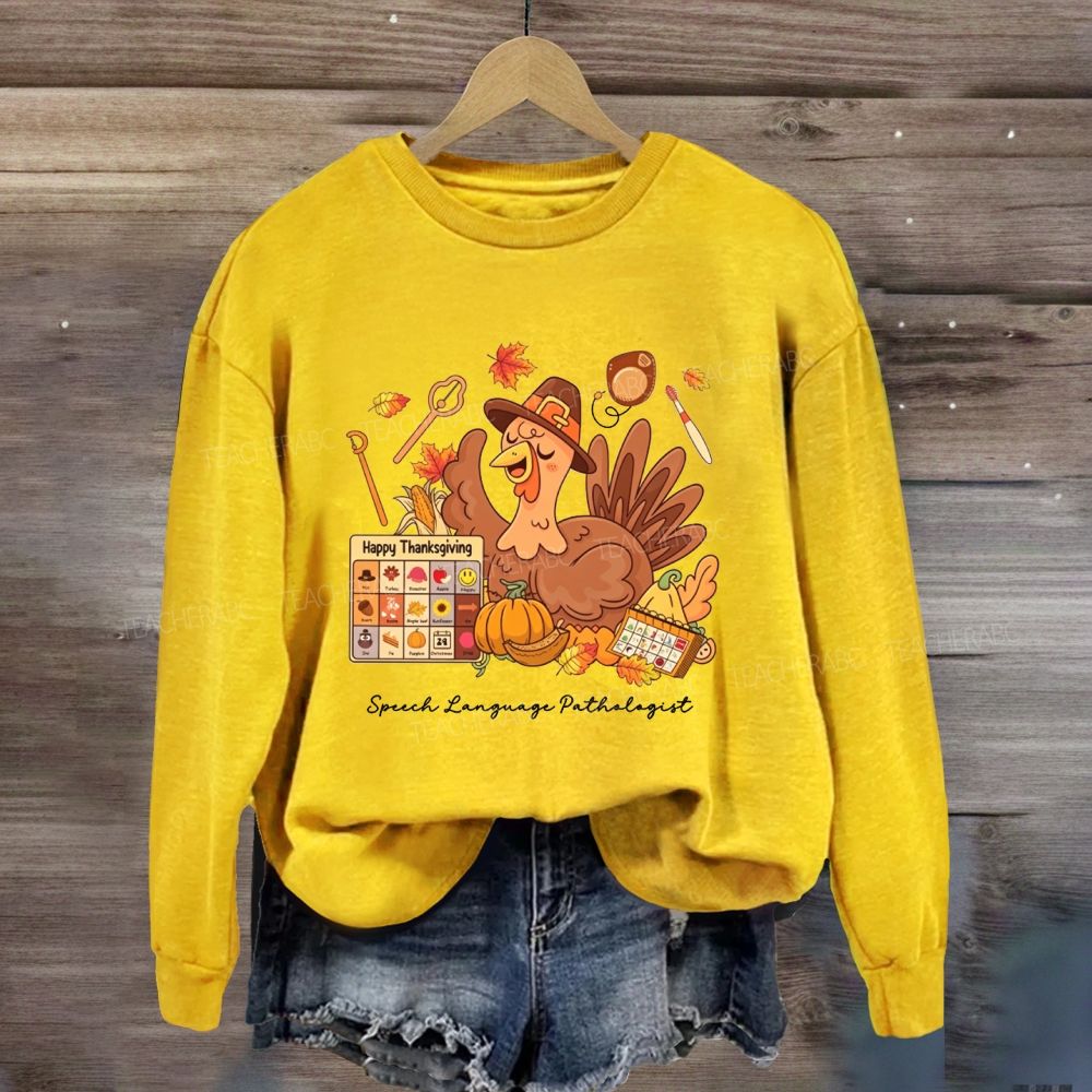Thanksgiving Speech Language Pathologist Fall Slp Turkey Sweatshirt