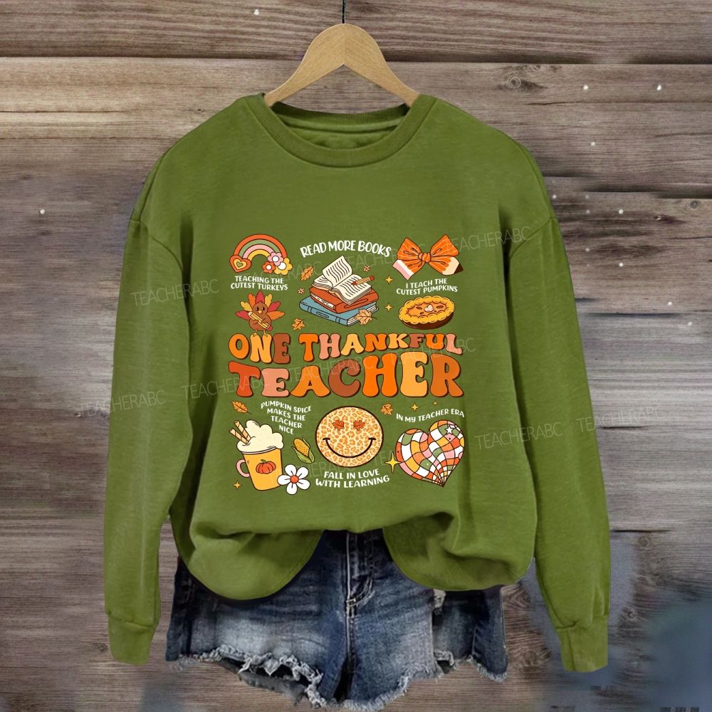 One Thankful Teacher Teaching The Cutest Turkeys Read More Books Sweatshirt