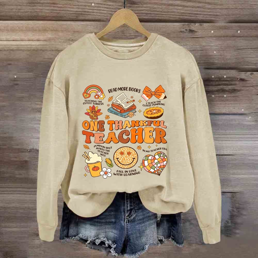 One Thankful Teacher Teaching The Cutest Turkeys Read More Books Sweatshirt
