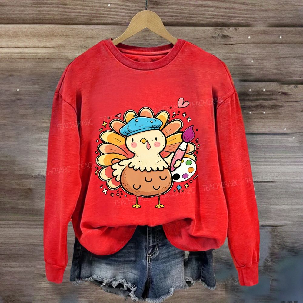 Artist Turkey Fall Art Teacher Thanksgiving Sweatshirt