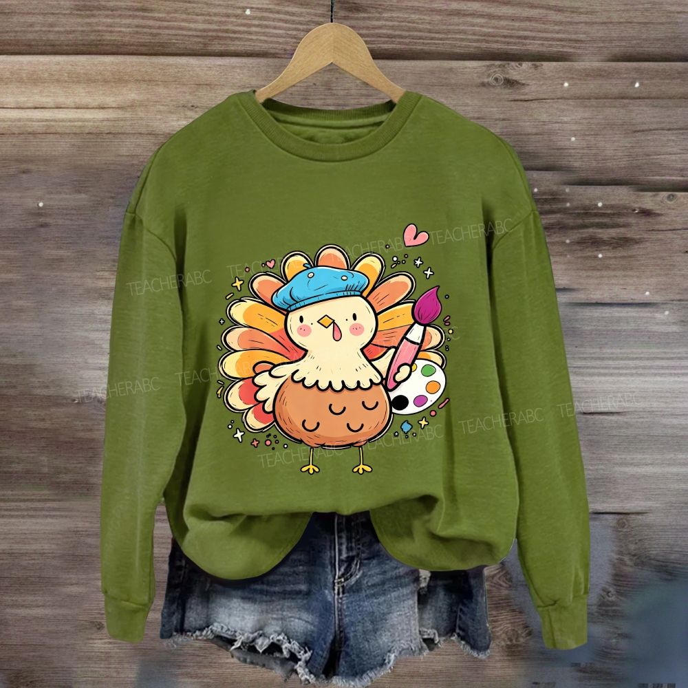 Artist Turkey Fall Art Teacher Thanksgiving Sweatshirt