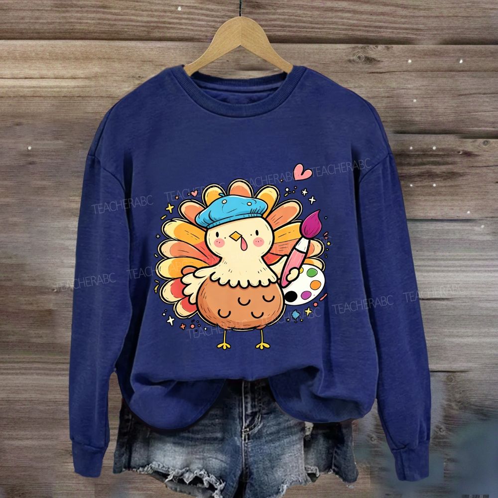 Artist Turkey Fall Art Teacher Thanksgiving Sweatshirt
