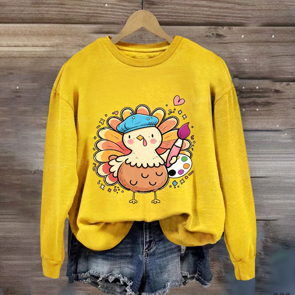 Artist Turkey Fall Art Teacher Thanksgiving Sweatshirt