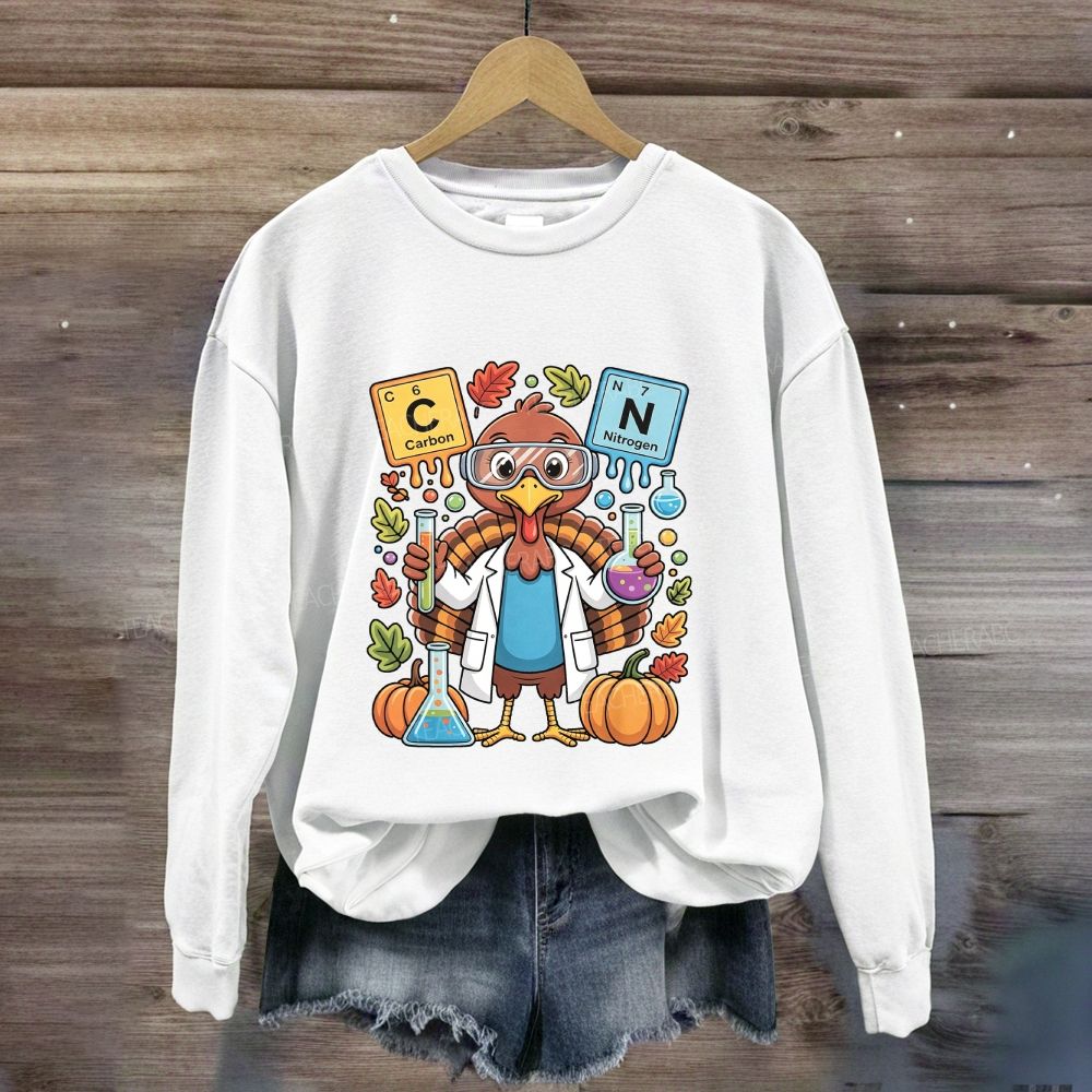 Scientist Turkey Thanksgiving Science Teacher Sweatshirt