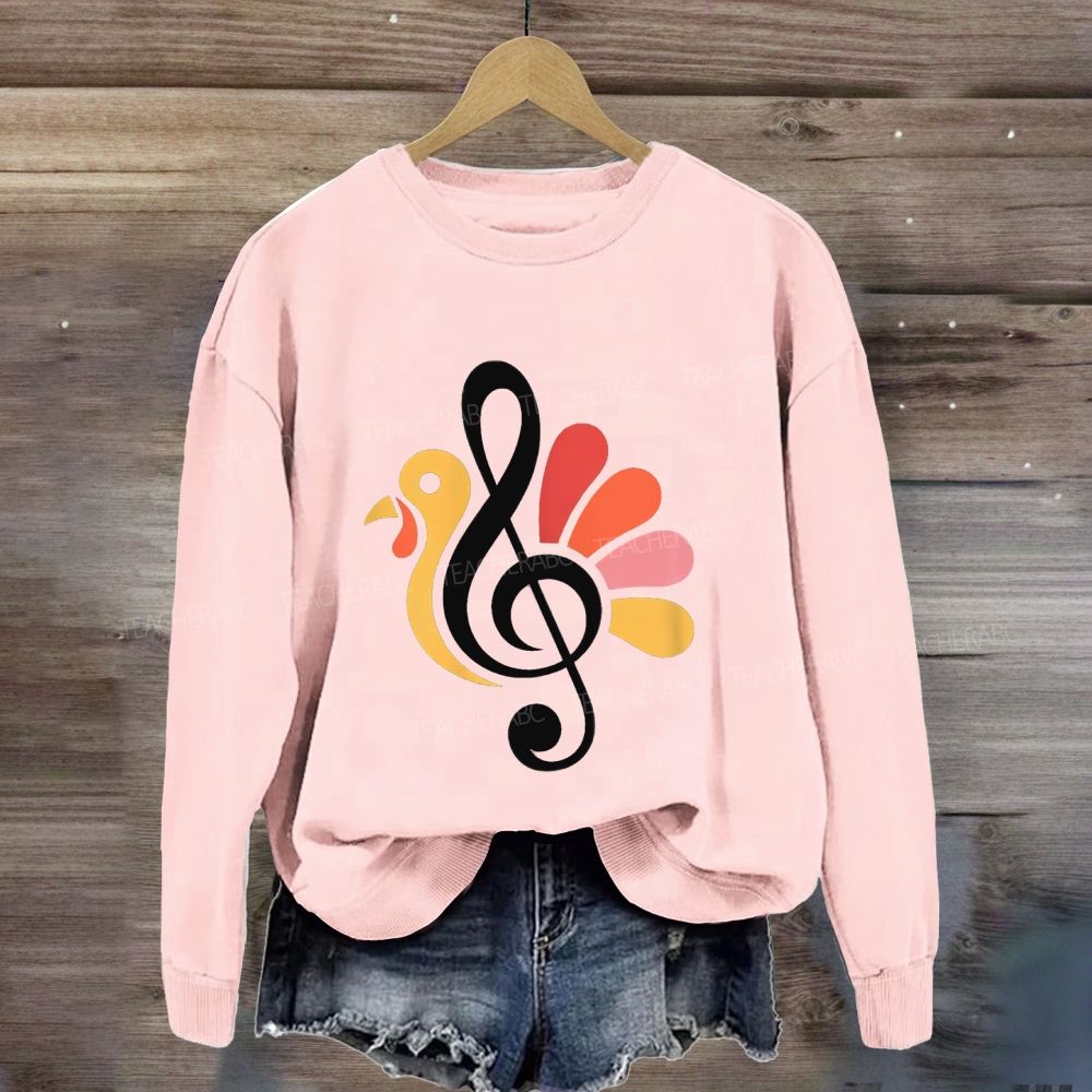 Music Teacher Fall Thanksgiving Turkey Treble Sweatshirt