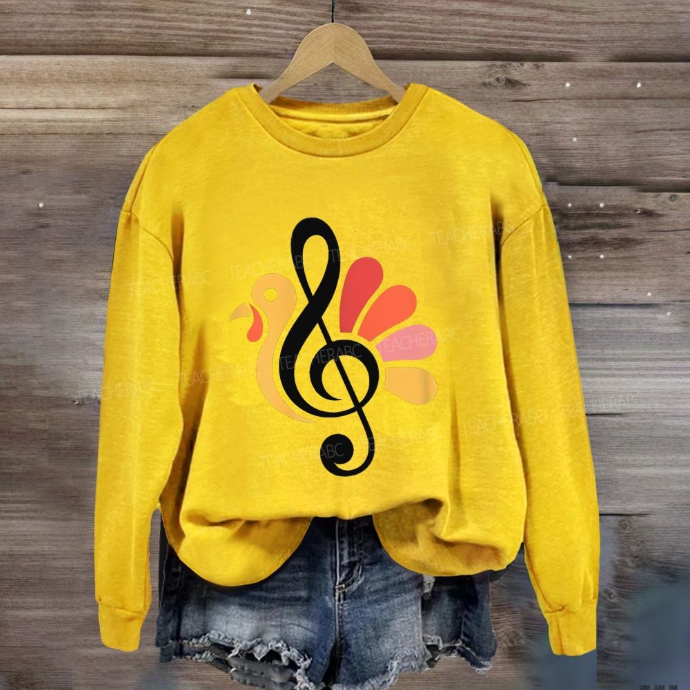 Music Teacher Fall Thanksgiving Turkey Treble Sweatshirt