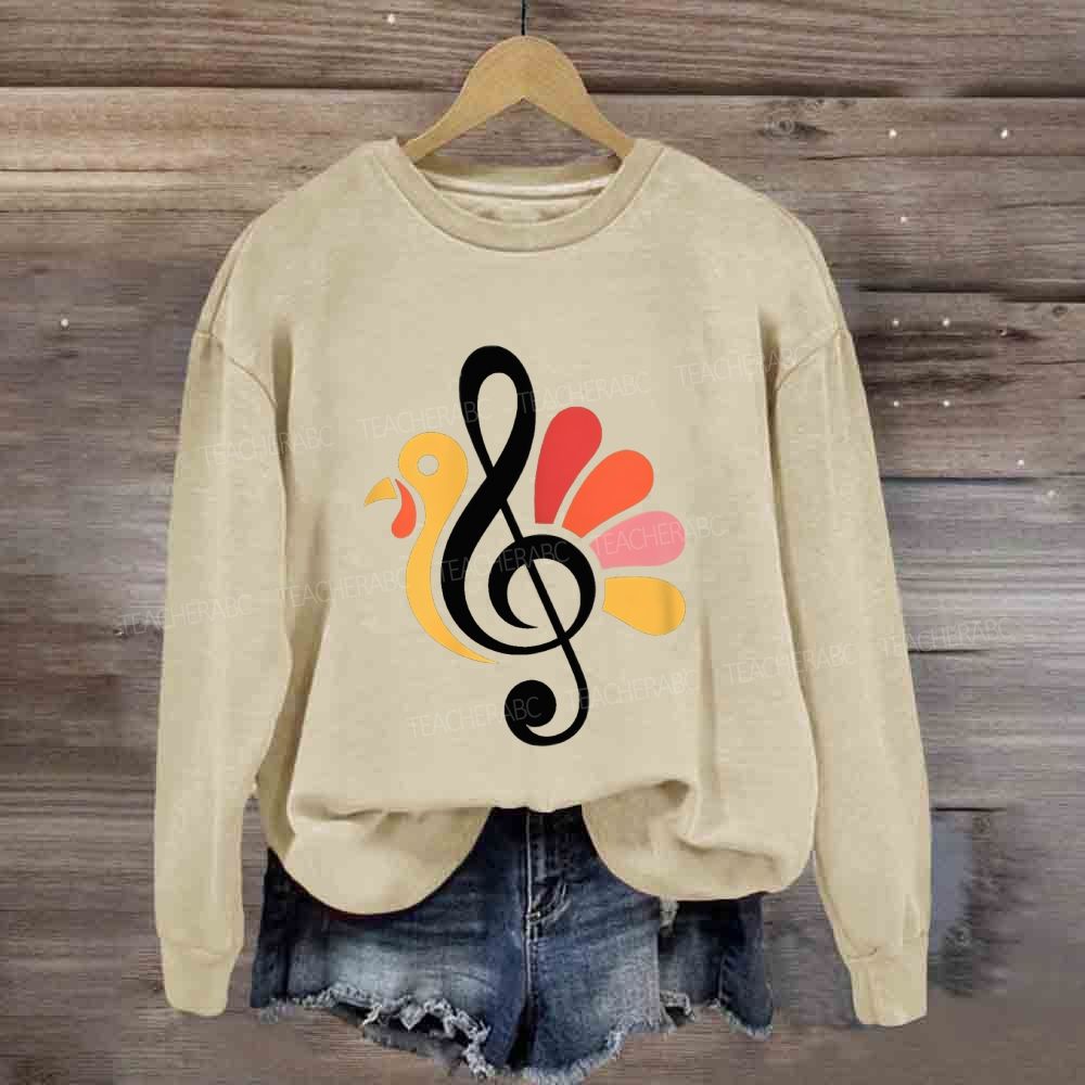 Music Teacher Fall Thanksgiving Turkey Treble Sweatshirt