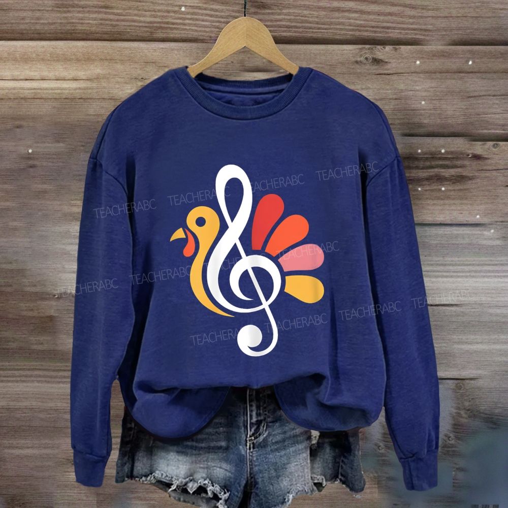 Music Teacher Fall Thanksgiving Turkey Treble Sweatshirt
