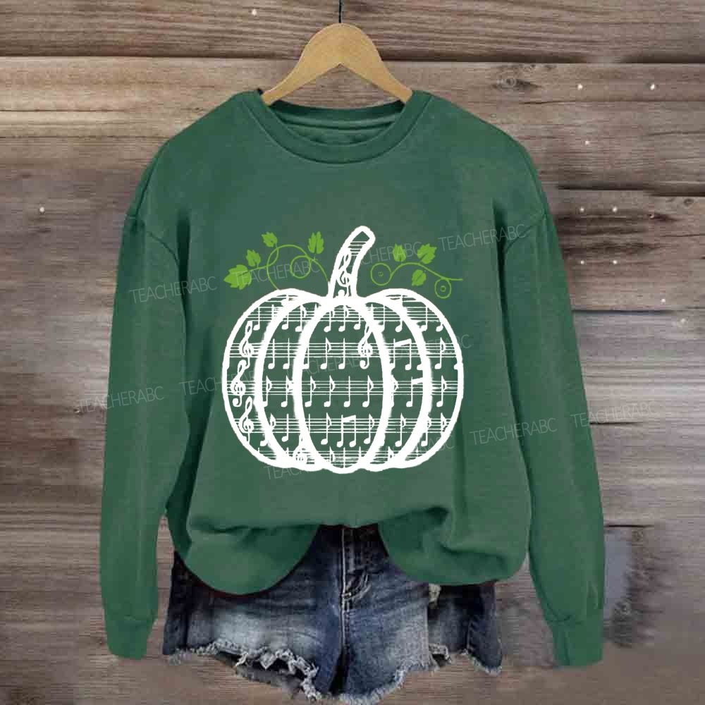 Autumn Music Lover Pumpkin Treble Music Teacher Sweatshirt