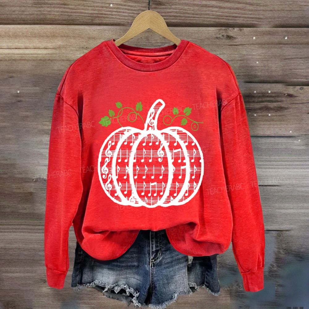 Autumn Music Lover Pumpkin Treble Music Teacher Sweatshirt