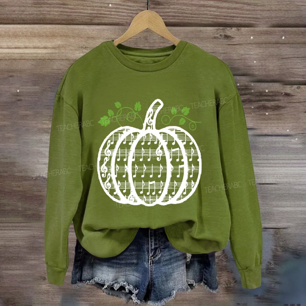 Autumn Music Lover Pumpkin Treble Music Teacher Sweatshirt