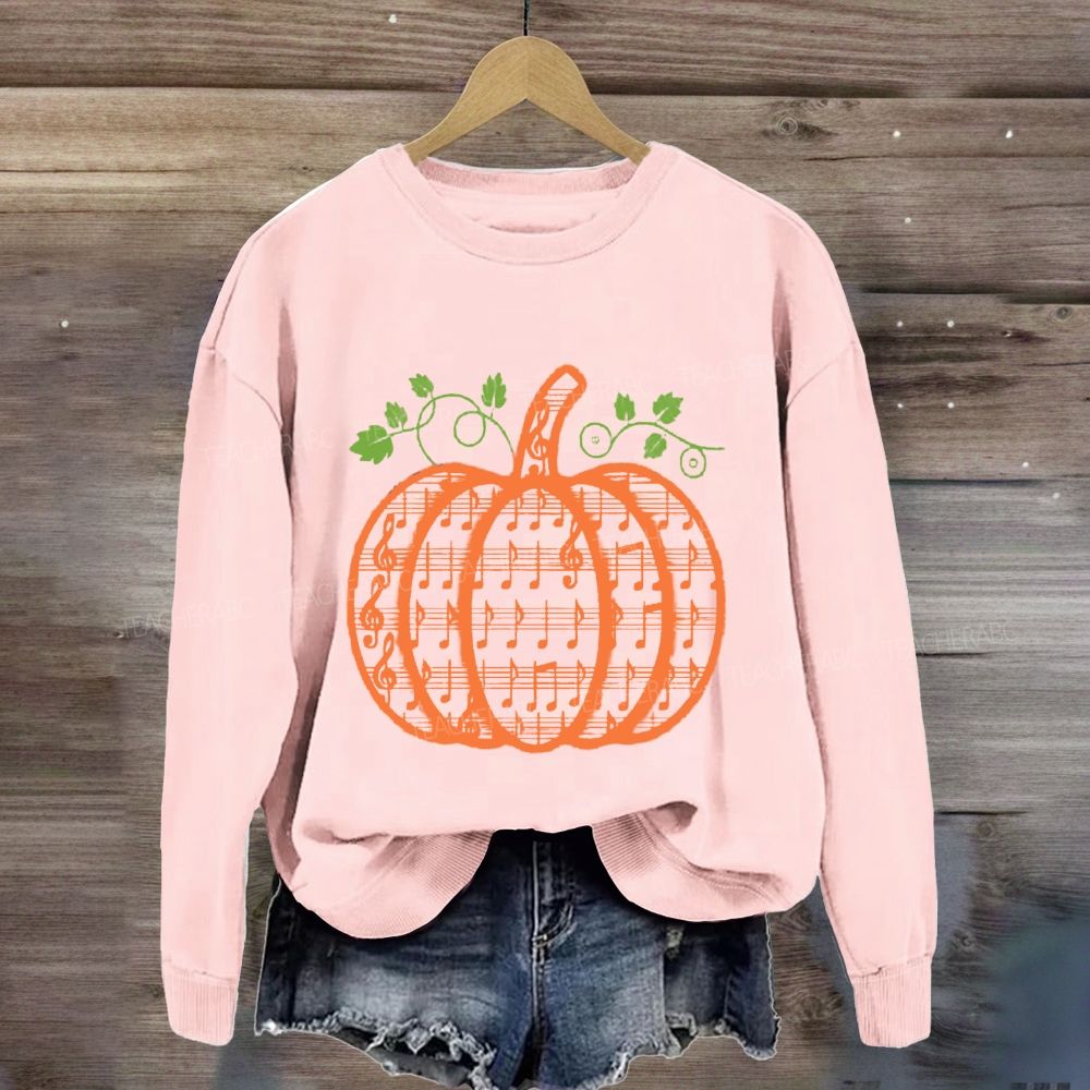 Autumn Music Lover Pumpkin Treble Music Teacher Sweatshirt
