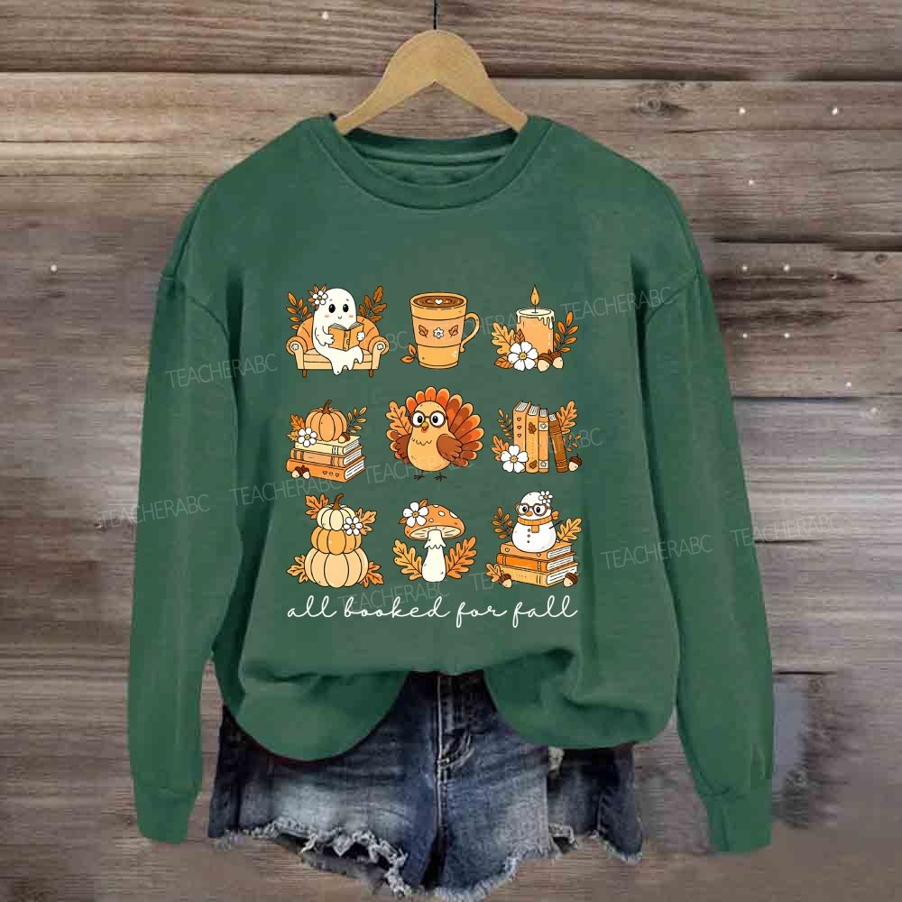All Booked For Fall Cozy Fall Reading Vibes Book Lover Sweatshirt