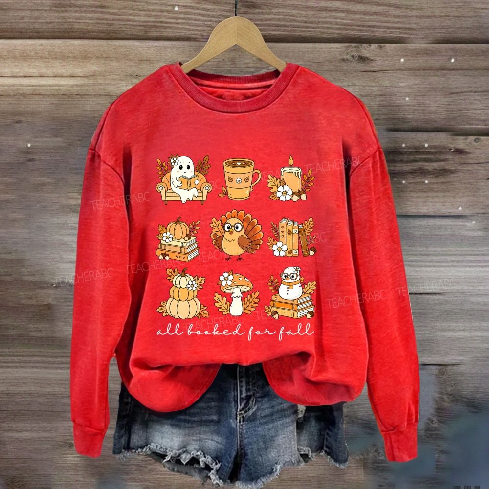 All Booked For Fall Cozy Fall Reading Vibes Book Lover Sweatshirt
