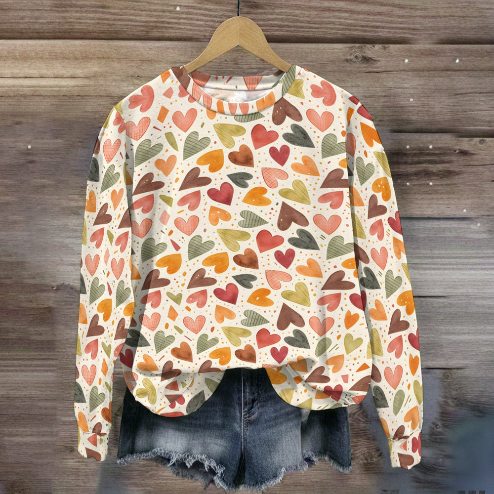 Watercolor Fall Hearts Seamless Sweatshirt