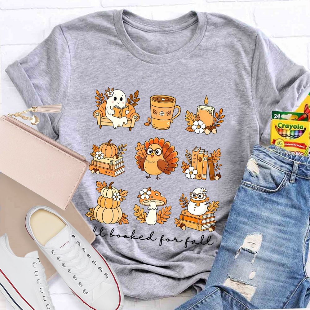 Cozy Fall Reading Ghost Pumpkin Mushroom Teacher T-shirt