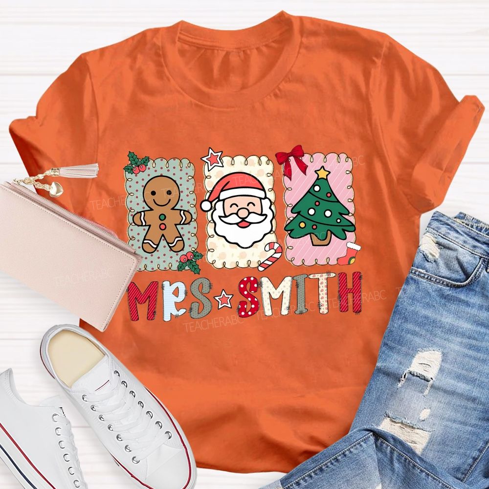 Personalized Name Holiday Teacher Christmas T-shirt