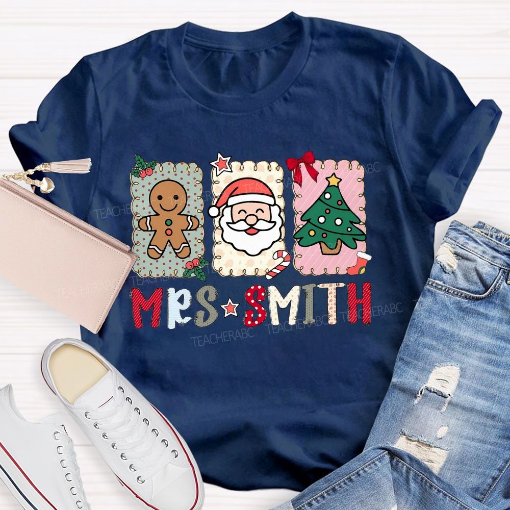 Personalized Name Holiday Teacher Christmas T-shirt