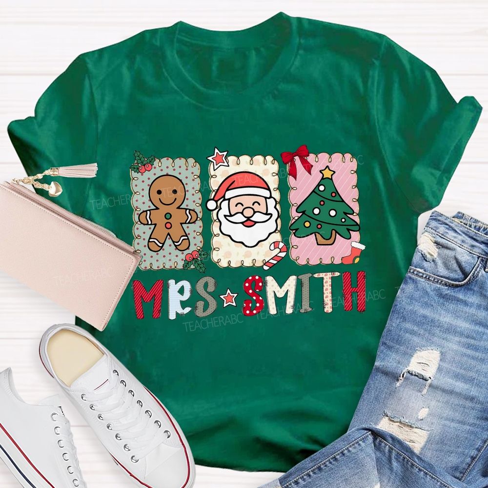 Personalized Name Holiday Teacher Christmas T-shirt